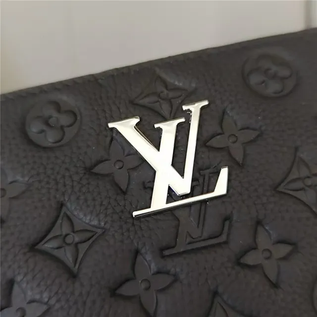 Louis Vuitton Black Silver Embossed Monogram Leather LV Logo Handbag 5
