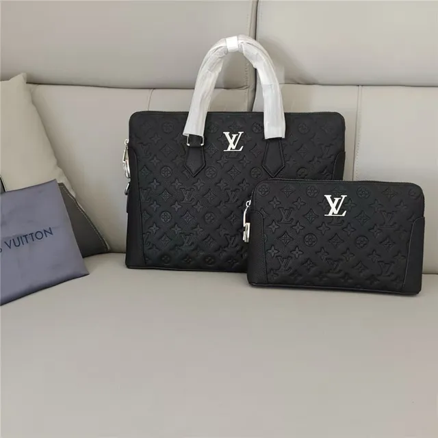 Louis Vuitton Black Silver Embossed Monogram Leather LV Logo Handbag 9