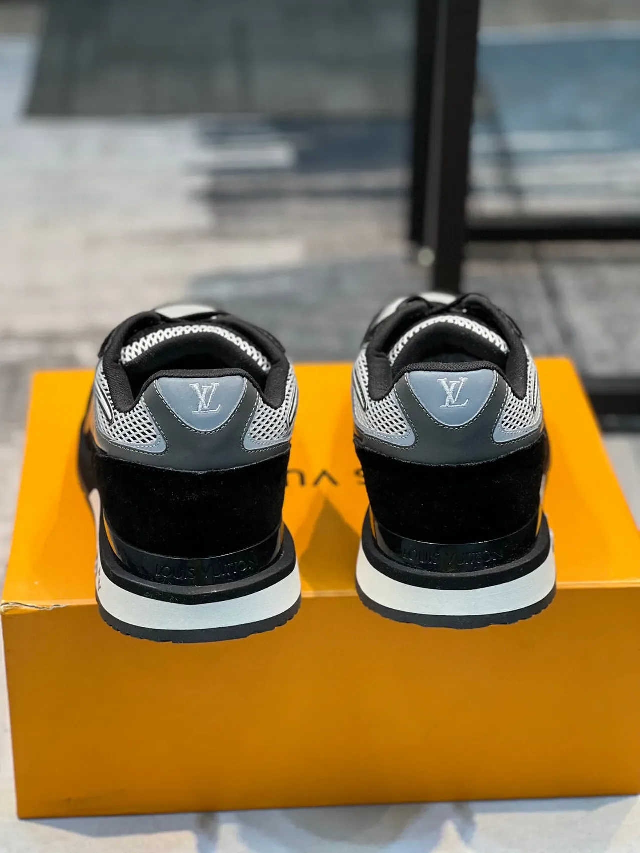 Louis Vuitton Black Silver Mesh-and-Suede Upper Monogrammed Side Panel Lifestyle Sneakers 2