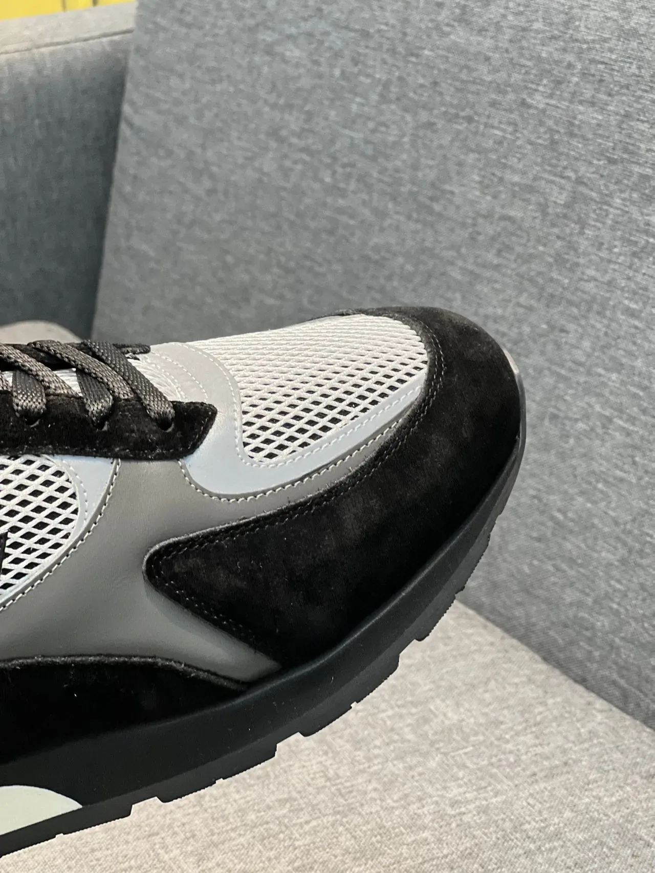 Louis Vuitton Black Silver Mesh-and-Suede Upper Monogrammed Side Panel Lifestyle Sneakers 3