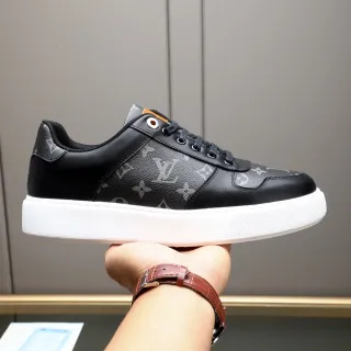 Louis Vuitton Black White Monogram Canvas Leather Overlays Lifestyle Sneakers