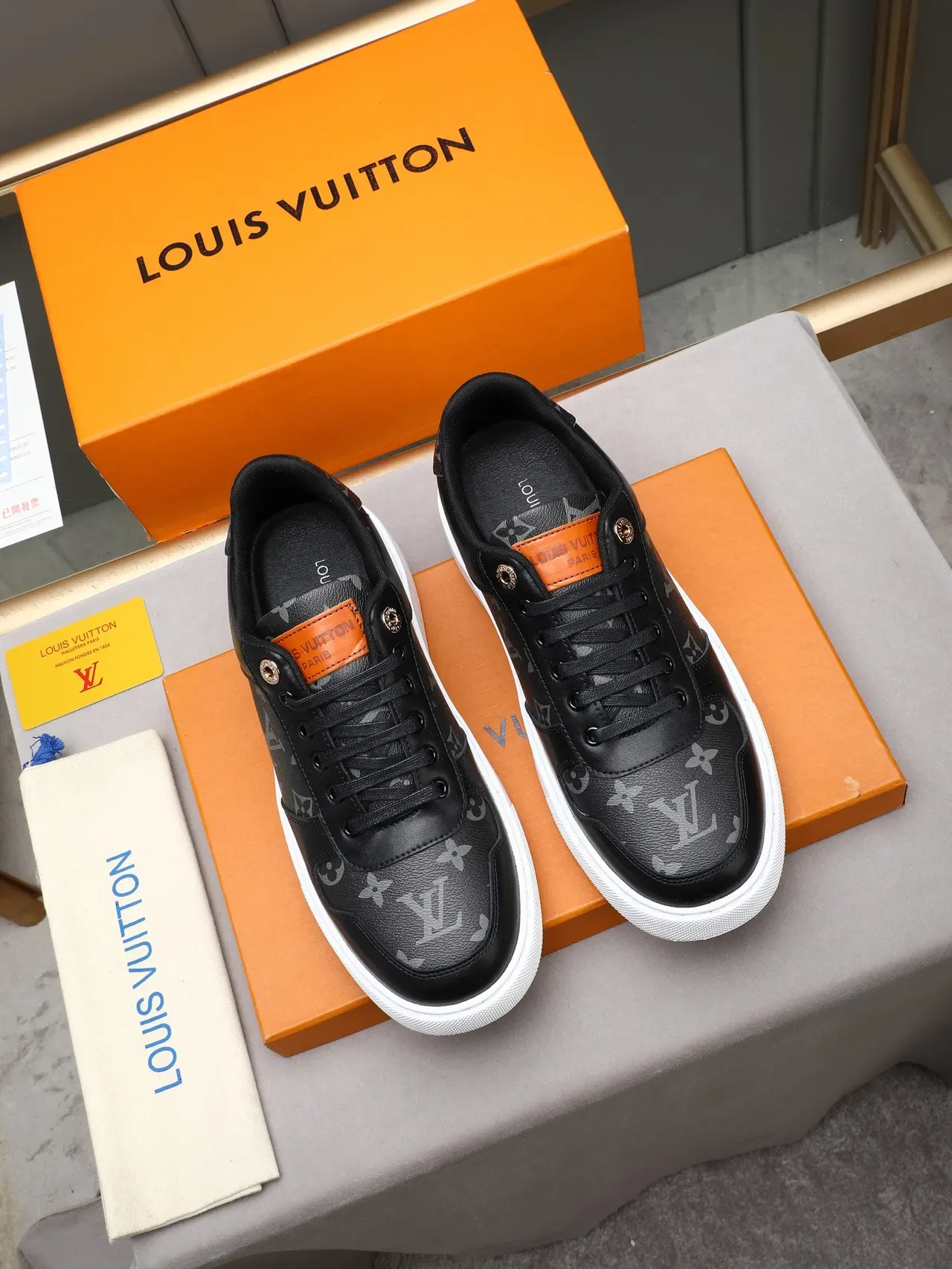 Louis Vuitton Black White Monogram Canvas Leather Overlays Lifestyle Sneakers 2