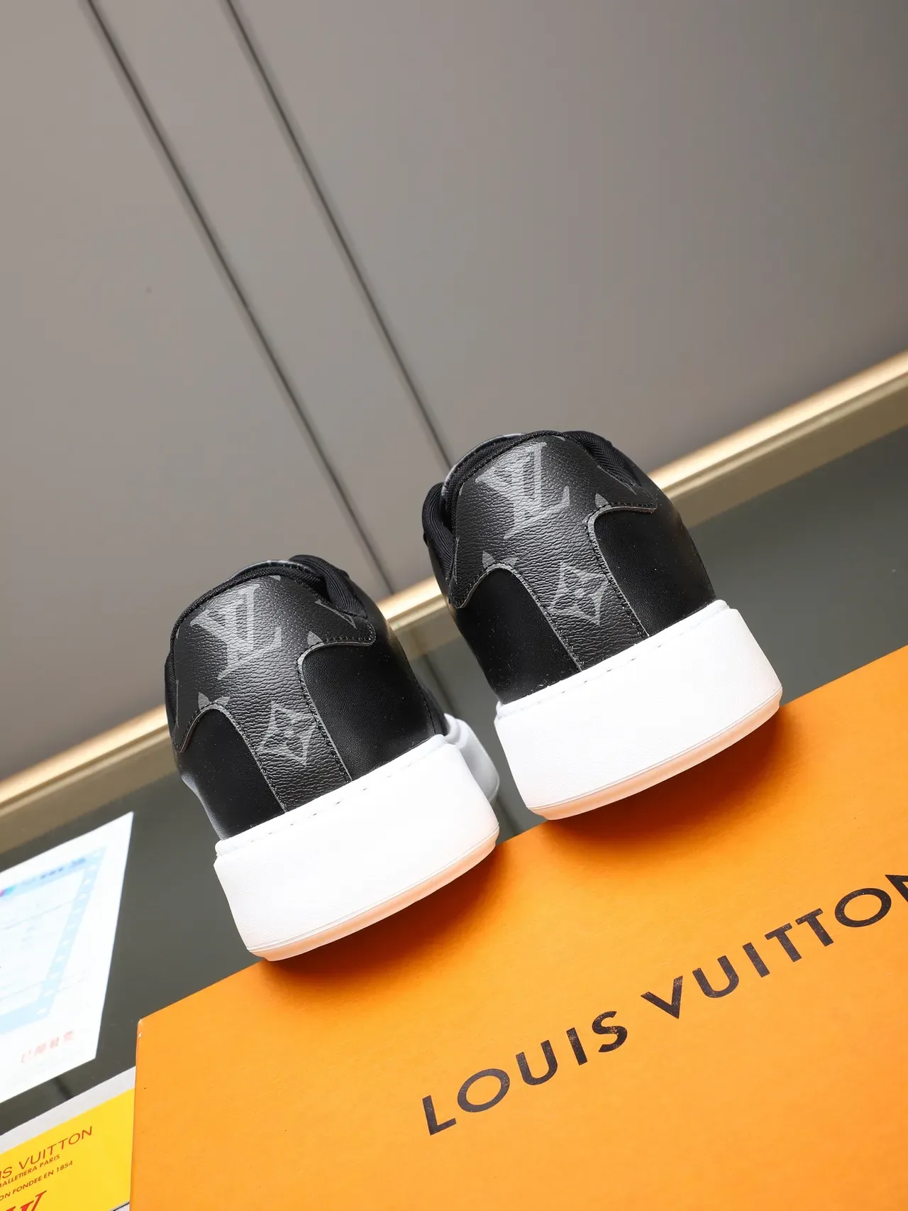 Louis Vuitton Black White Monogram Canvas Leather Overlays Lifestyle Sneakers 3