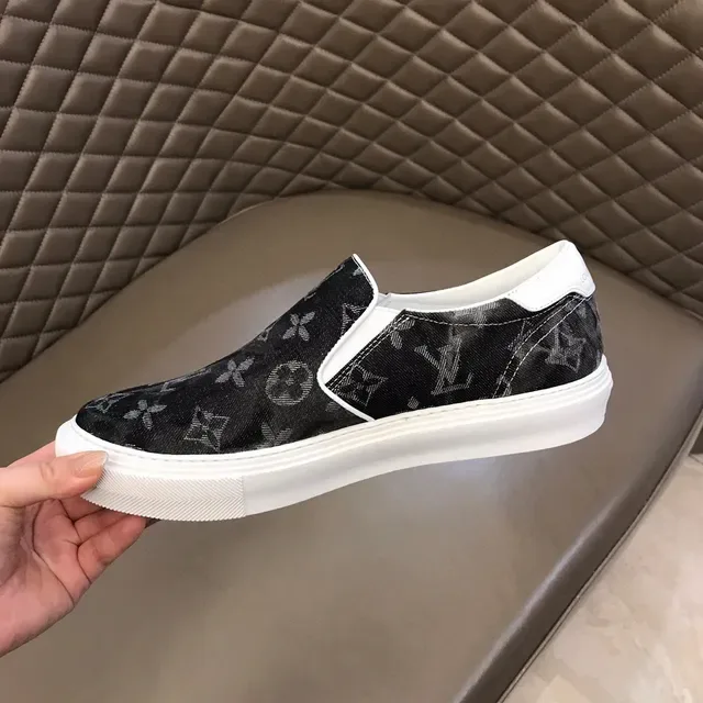 Louis Vuitton noir et blanc monogramme toile slip-on lifestyle chaussures 3