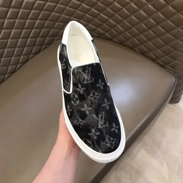 Louis Vuitton noir et blanc monogramme toile slip-on lifestyle chaussures 4