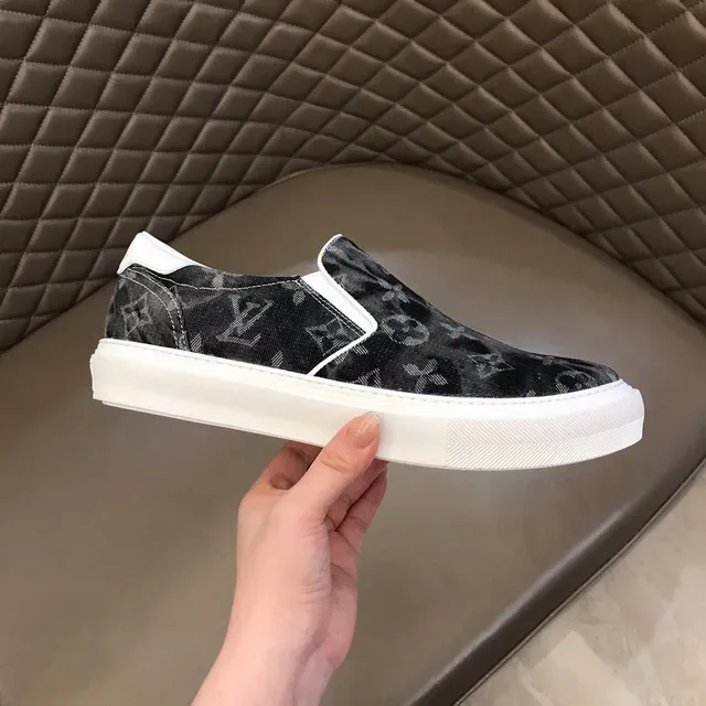 Louis Vuitton noir et blanc monogramme toile slip-on lifestyle chaussures 5