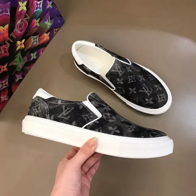Louis Vuitton noir et blanc monogramme toile slip-on lifestyle chaussures 6