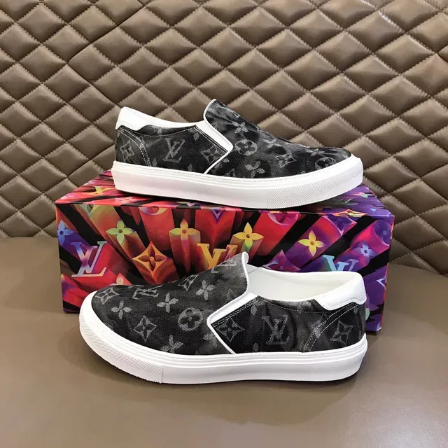 Louis Vuitton noir et blanc monogramme toile slip-on lifestyle chaussures 8