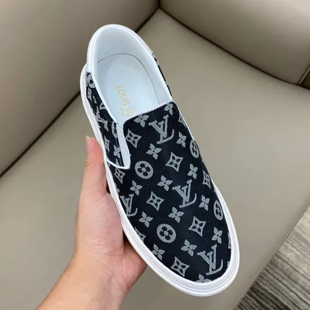 Louis Vuitton Black White Monogram Canvas Slip-On Sneakers 4