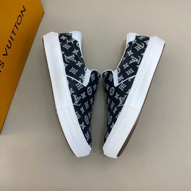 Louis Vuitton Black White Monogram Canvas Slip-On Sneakers 7