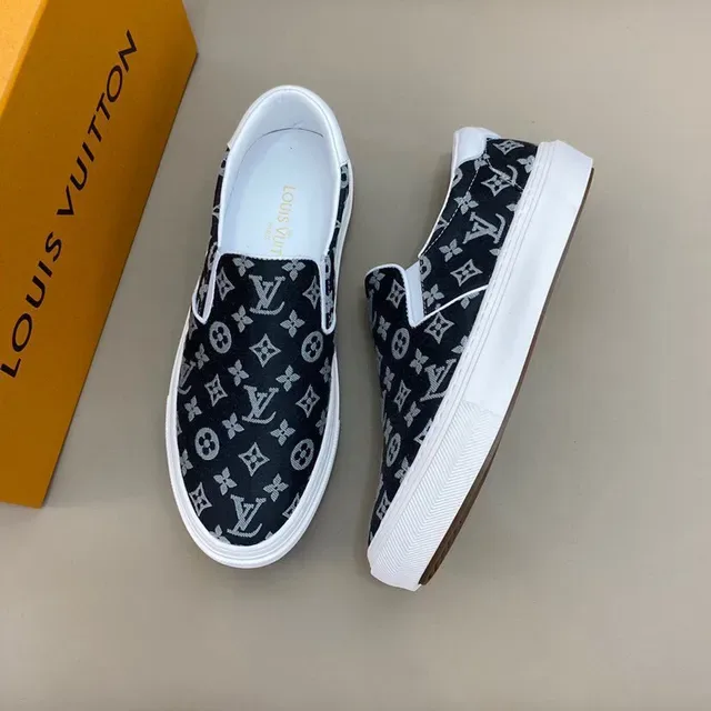 Louis Vuitton Black White Monogram Canvas Slip-On Sneakers 8