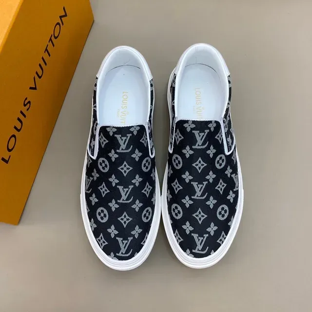Louis Vuitton Black White Monogram Canvas Slip-On Sneakers 9