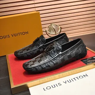 Louis Vuitton Black Woven Leather Buckle-Accented Loafer