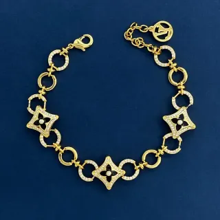 سوار Louis Vuitton Blossom Quatrefoil Link ذهبي وأسود مينا خرز