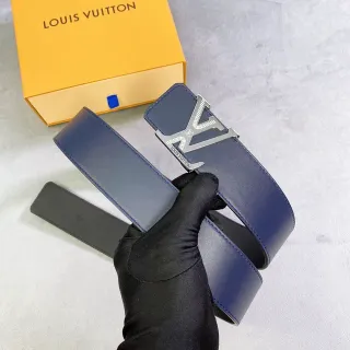 Louis Vuitton Blue Silver Smooth Gradient Leather Belt