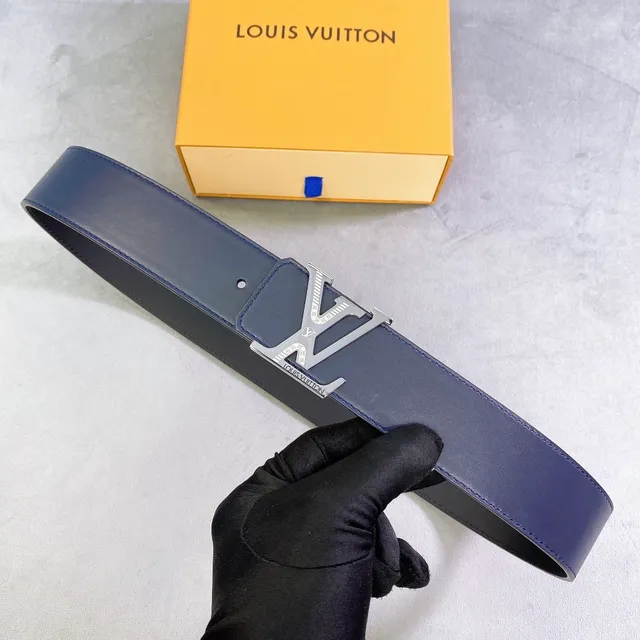 Louis Vuitton Blue Silver Smooth Gradient Leather Belt 2