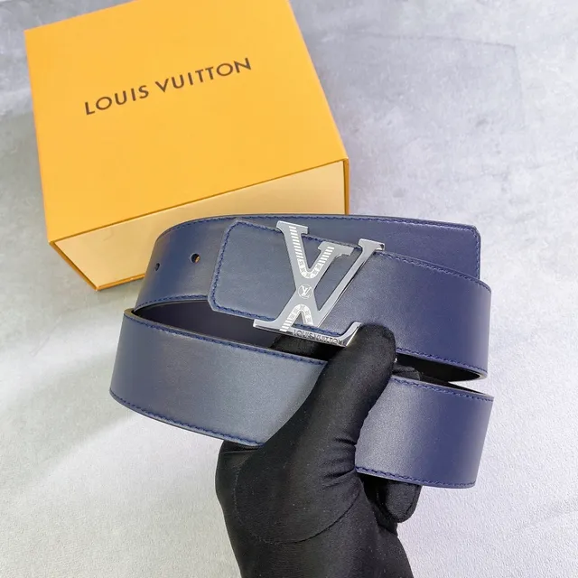 Louis Vuitton Blue Silver Smooth Gradient Leather Belt 3