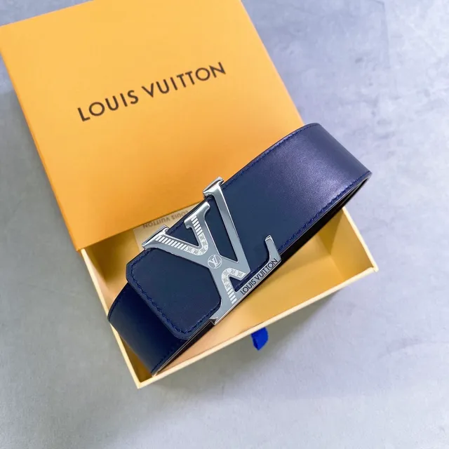 Louis Vuitton Blue Silver Smooth Gradient Leather Belt 6