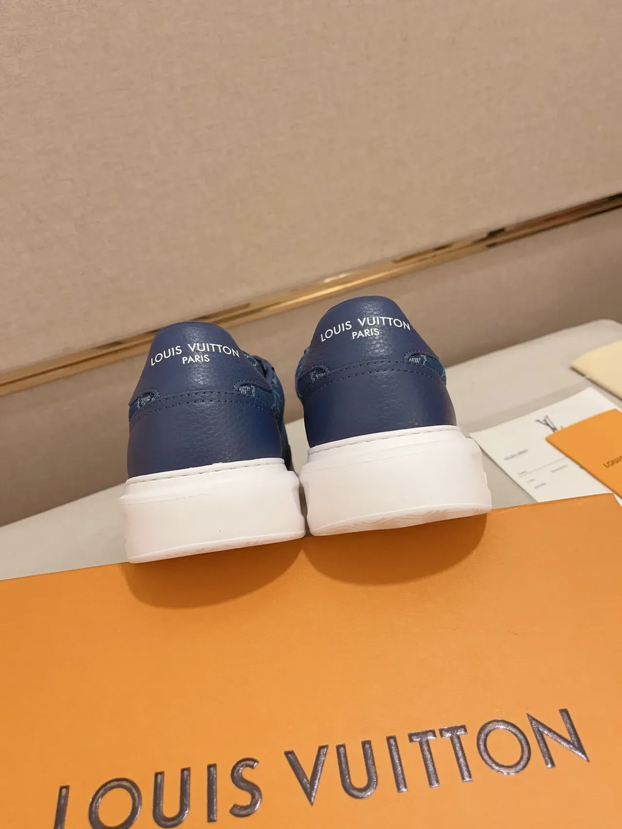 Louis Vuitton Blue White Monogram Jacquard Upper Platform Sole Lifestyle Sneakers 3