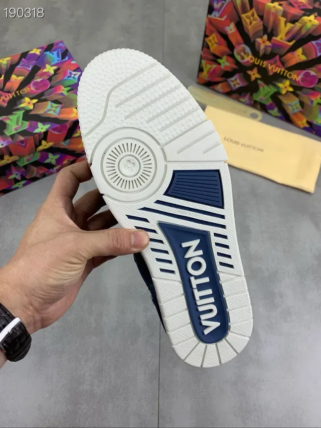 Louis Vuitton Blue White Monogrammed Strap Two-Tone Upper Lifestyle Sneakers 3