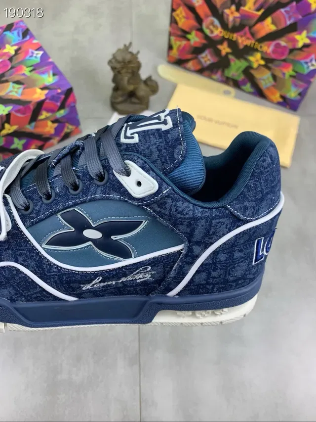 Louis Vuitton Blue White Monogrammed Strap Two-Tone Upper Lifestyle Sneakers 4