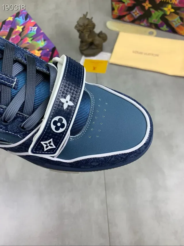 Louis Vuitton Blue White Monogrammed Strap Two-Tone Upper Lifestyle Sneakers 5