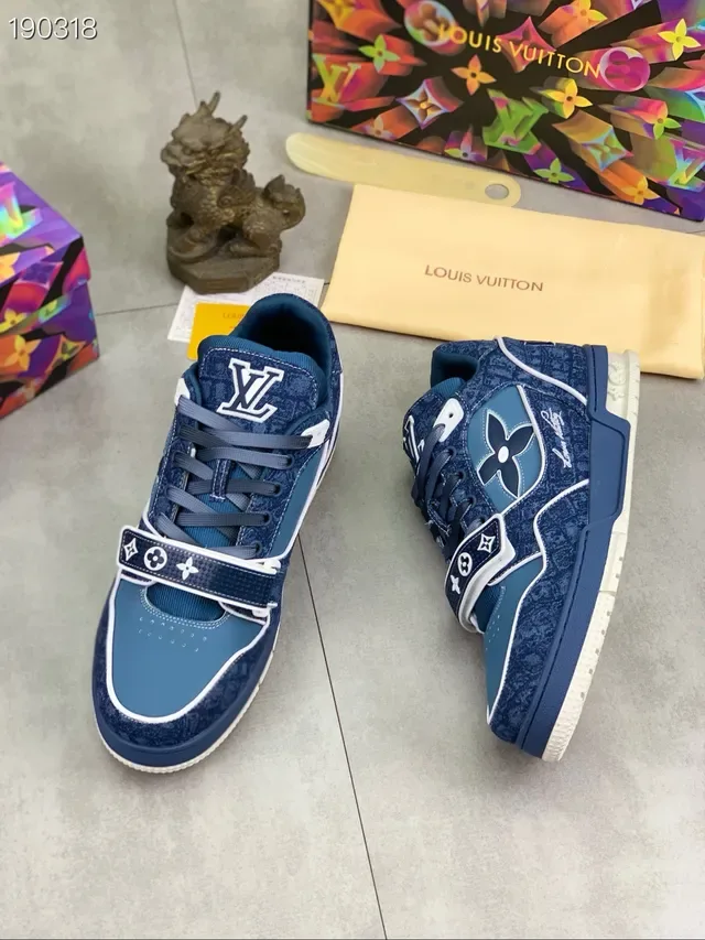Louis Vuitton Blue White Monogrammed Strap Two-Tone Upper Lifestyle Sneakers 8