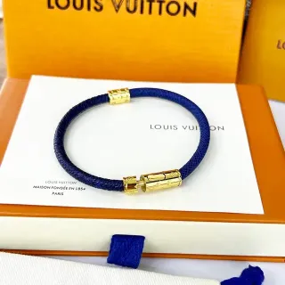 Louis Vuitton Blue Woven Cord Gold-Tone Clasp Bracelet