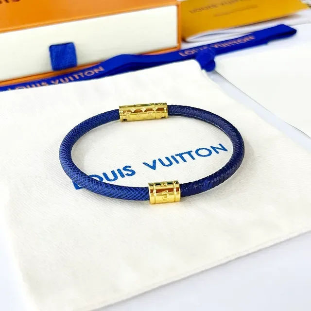 Louis Vuitton Blue Woven Cord Gold-Tone Clasp Bracelet 7