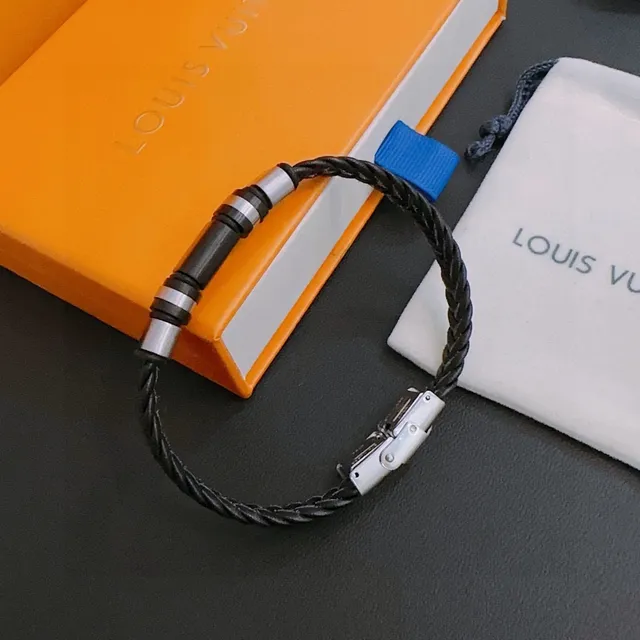 Louis Vuitton bracelet en cuir tressé et métallique 3