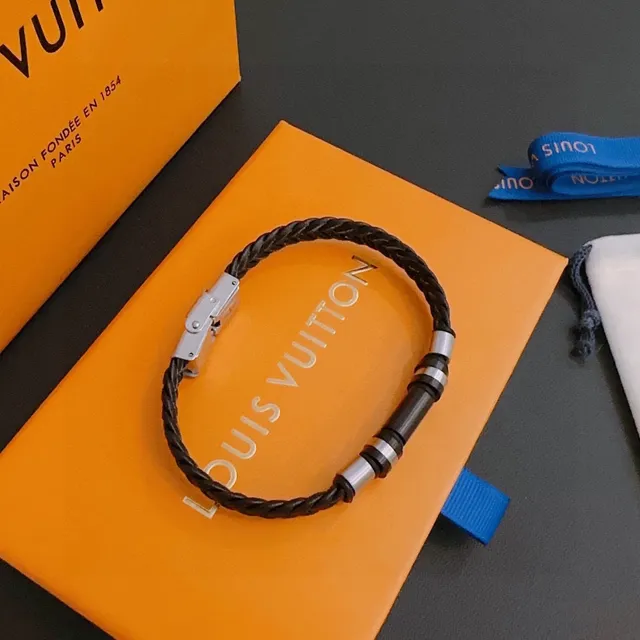 Louis Vuitton bracelet en cuir tressé et métallique 5
