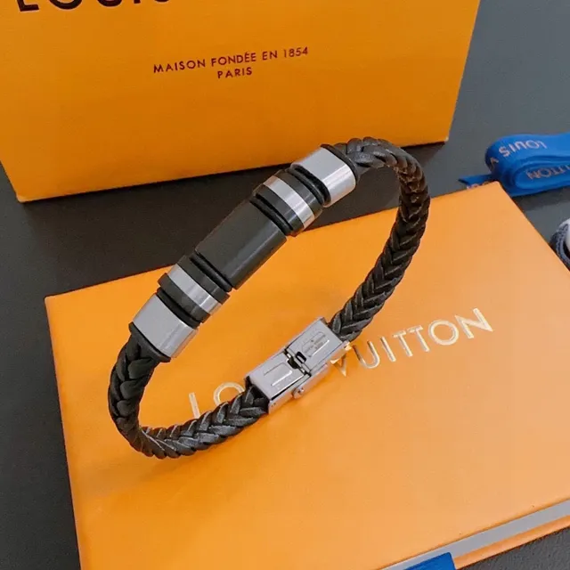 Louis Vuitton bracelet en cuir tressé et métallique 6