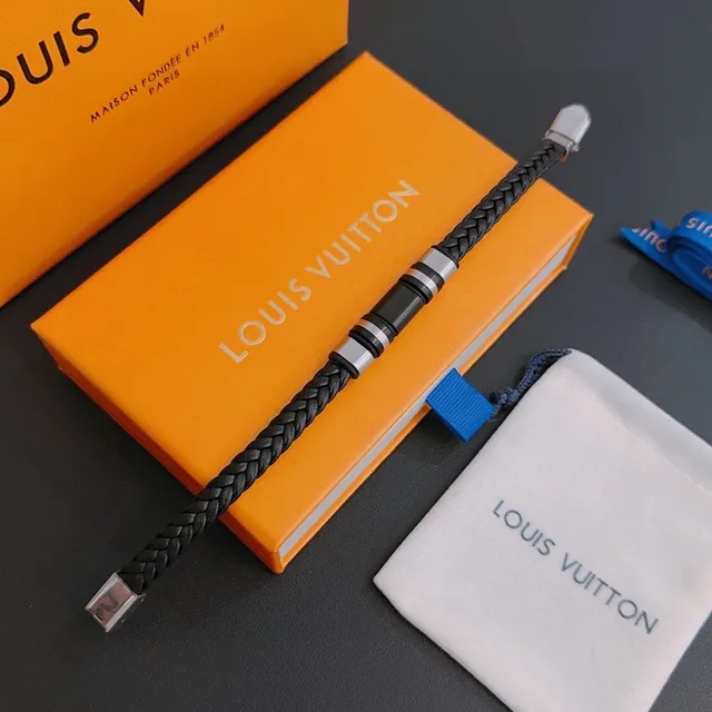 Louis Vuitton bracelet en cuir tressé et métallique 8