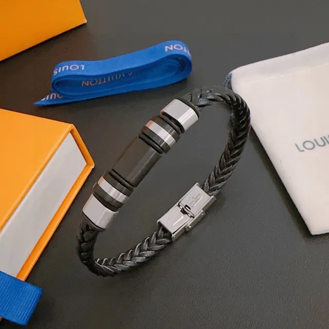 Louis Vuitton bracelet en cuir tressé et métallique 9