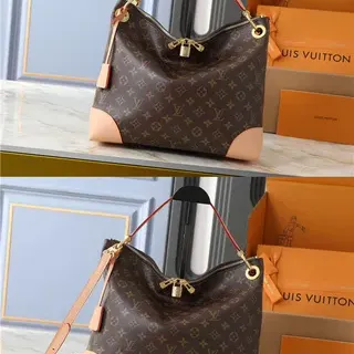 Louis Vuitton Brown Beige Monogram Canvas Slouchy Hobo Silhouette Handbag
