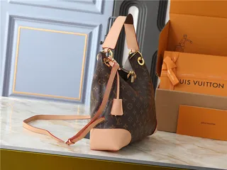 Louis Vuitton حقيبة يد بني وبيج مطبوعة شكل هوبو سلوجي 9
