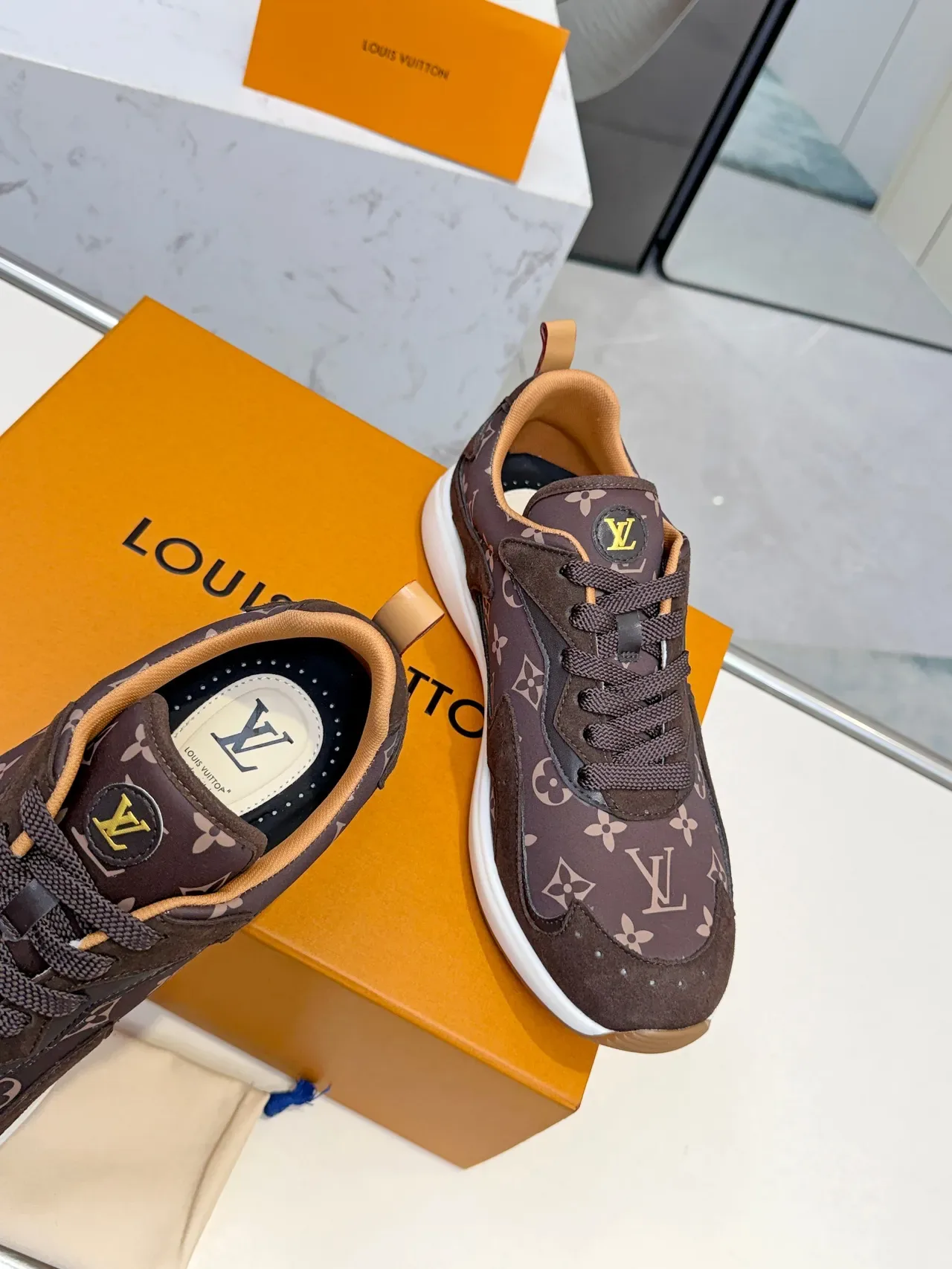 Louis Vuitton Brown Beige Monogram Canvas Suede Overlays Lifestyle Sneakers 3