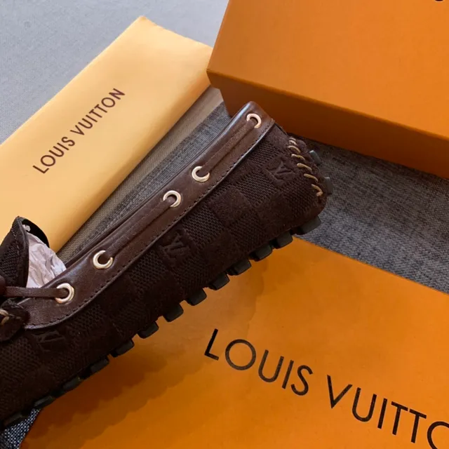 Louis Vuitton Brown Beige Woven Monogram Canvas Contrast Whipstitching Loafer 2