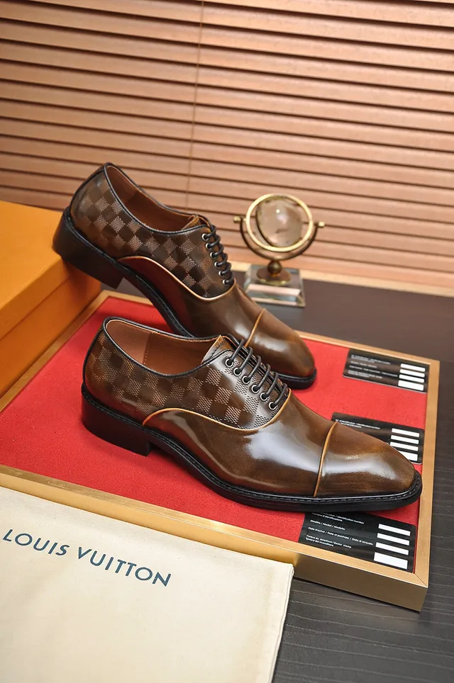 Louis Vuitton Marron Noir Cap-Toe Damier Check Oxford Shoes 5
