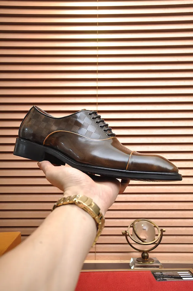 Louis Vuitton Marron Noir Cap-Toe Damier Check Oxford Shoes 7
