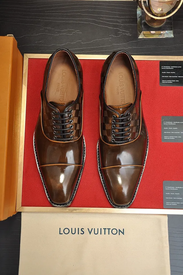 Louis Vuitton Marron Noir Cap-Toe Damier Check Oxford Shoes 8