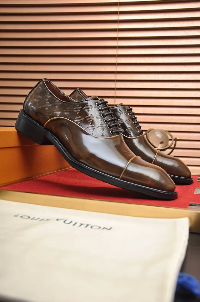 Louis Vuitton Marron Noir Cap-Toe Damier Check Oxford Shoes 9