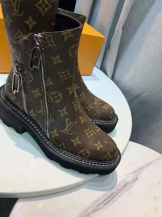 Louis Vuitton Brown Black Monogram Canvas Dual-Zipper Ankle Boots 3