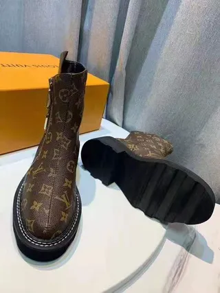 Louis Vuitton Brown Black Monogram Canvas Dual-Zipper Ankle Boots 5