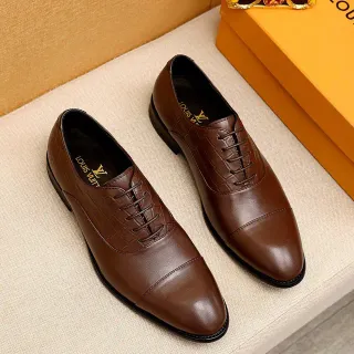 Louis Vuitton Brown Croc-Embossed Cap-Toe Oxford Shoes