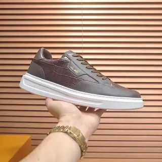 Louis Vuitton Brown White Low-Top Leather Lifestyle Sneakers