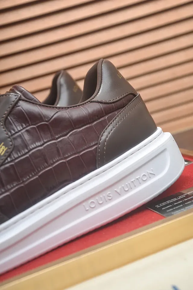 Louis Vuitton Brown White Low-Top Leather Lifestyle Sneakers 2