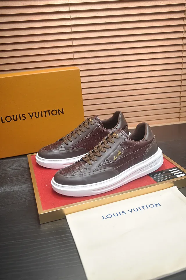 Louis Vuitton Brown White Low-Top Leather Lifestyle Sneakers 4