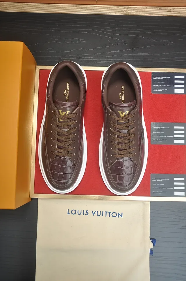 Louis Vuitton Brown White Low-Top Leather Lifestyle Sneakers 5