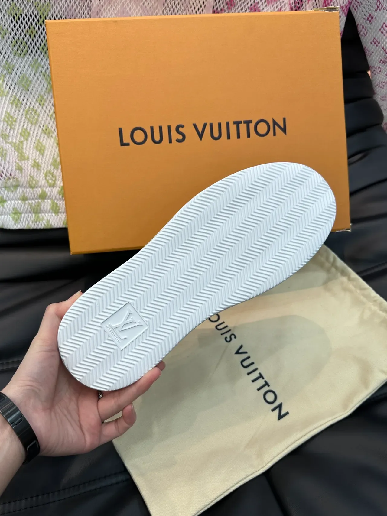 Louis Vuitton Brown White Monogram Canvas Upper Leather Overlays Lifestyle Sneakers 2